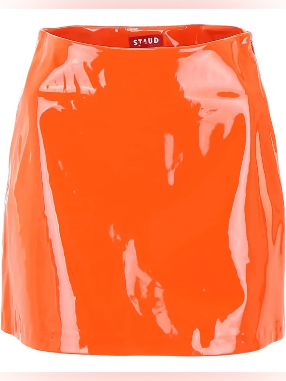 STAUD Orange Patent Mini skirt